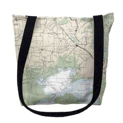 Vermilion Bay, LA Nautical Map Medium Tote Bag 16x16
