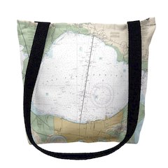 Lake Pontchartrain and Majrepas, LA Nautical Map Medium Tote Bag 16x16