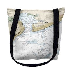 St Louis Bay, MS Nautical Map Medium Tote Bag 16x16