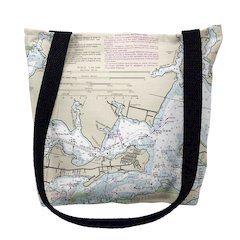 Orange Beach, AL Nautical Map Medium Tote Bag 16x16