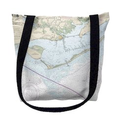 St George Island, FL Nautical Map Medium Tote Bag 16x16