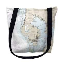 Tampa Bay, FL Nautical Map Medium Tote Bag 16x16