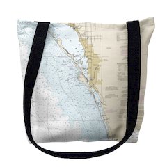 Venice - Lemon Bay to Passage Key Inlet, FL Nautical Map Medium Tote Bag 16x16