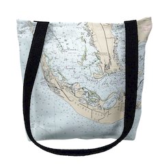 Sanibell Island, FL Nautical Map Medium Tote Bag 16x16