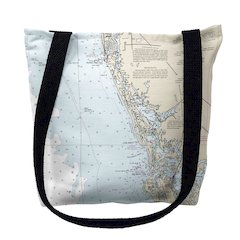 Keewaydin Island, FL Nautical Map Medium Tote Bag 16x16