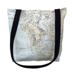 Marco Island, FL Nautical Map Medium Tote Bag 16x16