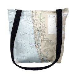 Naples Bay, FL Nautical Map Medium Tote Bag 16x16