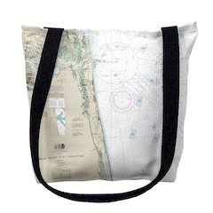 Amelia Island to Saint Augustine, FL Nautical Map Medium Tote Bag 16x16