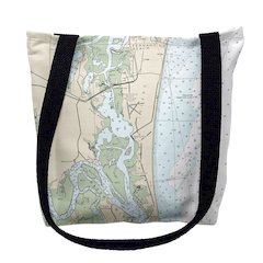 Amelia Island, FL Nautical Map Medium Tote Bag, 16x16