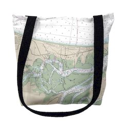 Amelia Island, FL Nautical Map Medium Tote Bag 16x16