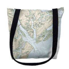 Beaufort, SC Nautical Map Medium Tote Bag 16x16