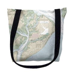 Hilton Head, SC Nautical Map Medium Tote Bag 16x16
