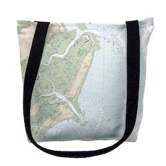 Fripp Island, SC Nautical Map Medium Tote Bag 16x16