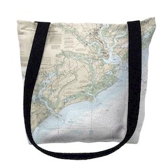 Charleston Harbor and Approaches, SC Nautical Map Medium Tote Bag 16x16