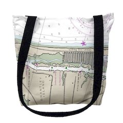 Ocean Isle, NC Nautical Map Medium Tote Bag 16x16