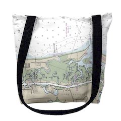 Sunset Beach, NC Nautical Map Medium Tote Bag 16x16