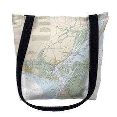 Cape Fear, NC Nautical Map Medium Tote Bag 16x16