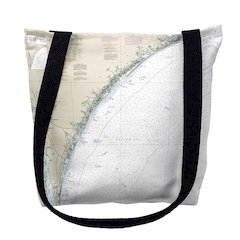 New River Inlet to Cape Fear - Topsail, NC Nautical Map Medium Tote Bag 16x16