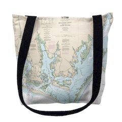 Beaufort Inlet and Part of Core Sound, NC Nautical Map Medium Tote Bag 16x16