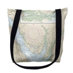 New Bern, Neuse River, NC Nautical Map Medium Tote Bag 16x16
