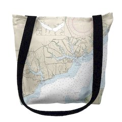 Oriental, NC Nautical Map Medium Tote Bag 16x16