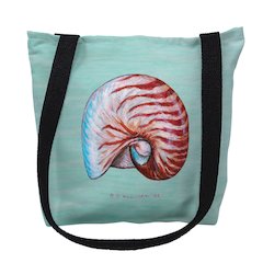 Nautilus Shell on Aqua Medium Tote Bag 16x16