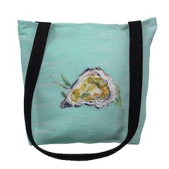 Oyster Shell on Aqua Large Tote Bag 18x18