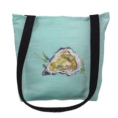Oyster Shell on Aqua Medium Tote Bag 16x16