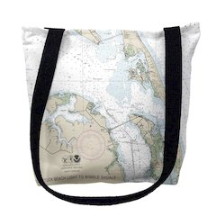 Manteo, NC Nautical Map Medium Tote Bag 16x16