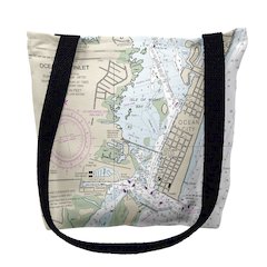Ocean City Inlet, VA Nautical Map Medium Tote Bag 16x16