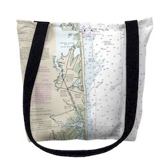 Bethany Beach, DE Nautical Map Medium Tote Bag 16x16