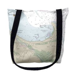 Lewes, DE Nautical Map Medium Tote Bag 16x16