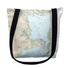 Reboboth Bay, DE Nautical Map Medium Tote Bag 16x16