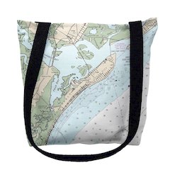 Ocean City, NJ Nautical Map Medium Tote Bag 16x16