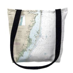 Long Beach, NJ Nautical Map Medium Tote Bag 16x16