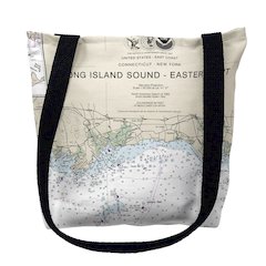 Long Island Sound - Eastern Part Detail, NY Nautical Map Medium Tote Bag 16x16