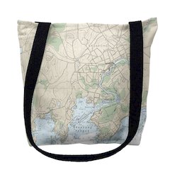 Branford Harbor, CT Nautical Map Medium Tote Bag 16x16