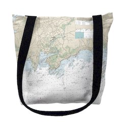 Branford Harbor - Indian Neck, CT Nautical Map Medium Tote Bag 16x16