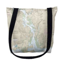 Connecticut River, CT Nautical Map Medium Tote Bag 16x16