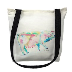 Pink Pig Large Tote Bag 18x18