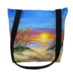 Sea Oates Sunrise Large Tote Bag 18x18