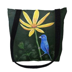 Indigo Bunting Large Tote Bag 18x18