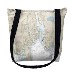 North Shore Long Island to Niantic Bay, CT Nautical Map Medium Tote Bag 16x16