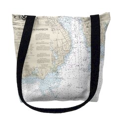 New London Harbor, CT Nautical Map Medium Tote Bag 16x16