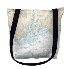 Fishers Island Sound, RI Nautical Map Medium Tote Bag 16x16