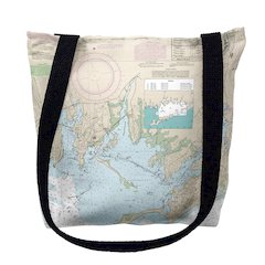 Westerly, Little Narragansett Bay, RI Nautical Map Medium Tote Bag 16x16
