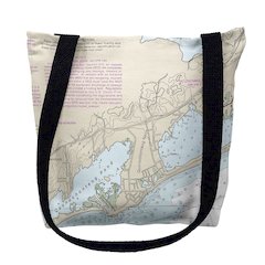 Block Island Sound - Quonochontaug, RI Nautical Map Medium Tote Bag 16x16