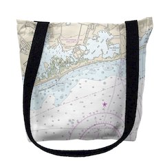 Block Island Sound - Charleston, RI Nautical Map Medium Tote Bag 16x16