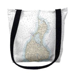 Block Island, RI Nautical Map Medium Tote Bag 16x16