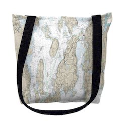 Narragansett Bay, RI Nautical Map Medium Tote Bag 16x16